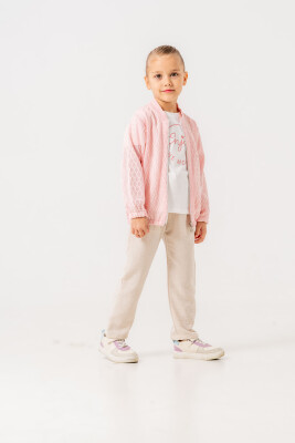 Wholesale Girl's 3-piece Trousers Cardigan and T-shirt Set 2-5Y Sani 1068-30035 - 1