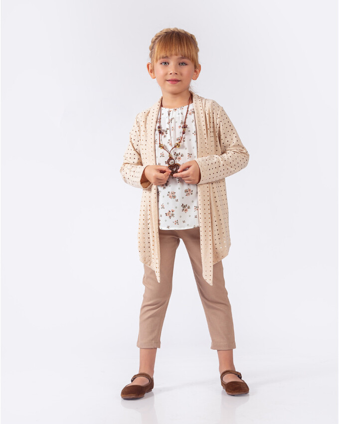 Wholesale Girls 3-Pieces Jacket, Blouse and Pants Set 5-8Y Elayza 2023-2260 - 2