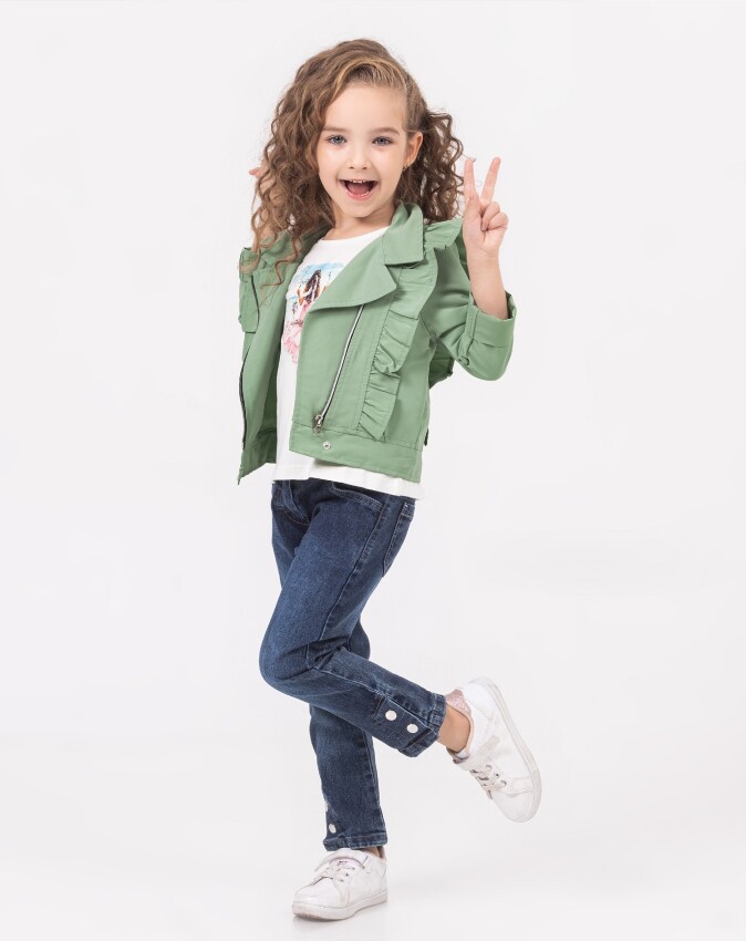 Wholesale Girls 3-Pieces Jacket, T-shirt and Denim Pants Set 2-6Y Miss Lore 1055-5604 - 2