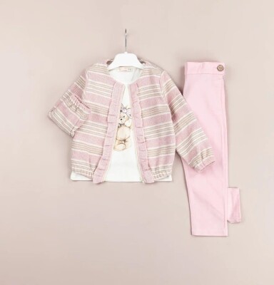 Wholesale Girls 3-Pieces Jacket, T-shirt and Pants Set 2-5Y BabyRose 1002-4507 Розовый 