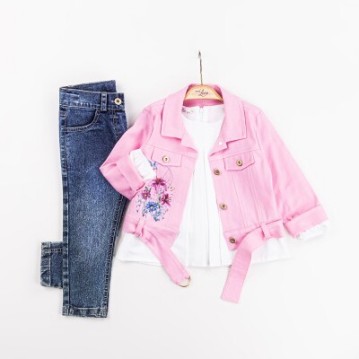 Wholesale Girls 3-Pieces Jacket, T-shirt and Pants Set 2-6Y Miss Lore 1055-5605 - 2