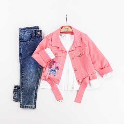Wholesale Girls 3-Pieces Jacket, T-shirt and Pants Set 2-6Y Miss Lore 1055-5605 - Miss Lore