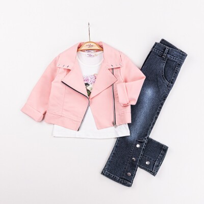 Wholesale Girls 3-Pieces Jacket, T-shirt and Pants Set 2-6Y Miss Lore 1055-5613 - 3