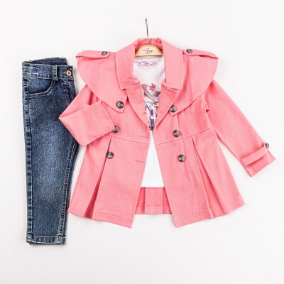 Wholesale Girls 3-Pieces Jacket, T-shirt and Pants Set 2-6Y Miss Lore 1055-5614 - 4