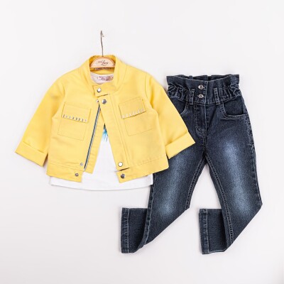 Wholesale Girls 3-Pieces Jacket, T-shirt and Pants Set 2-6Y Miss Lore 1055-5620 - 1