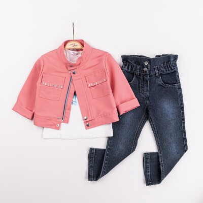 Wholesale Girls 3-Pieces Jacket, T-shirt and Pants Set 2-6Y Miss Lore 1055-5620 - 4