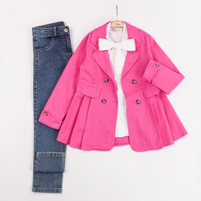 Wholesale Girls 3-Pieces Jacket, T-shirt and Pants Set 6-10Y Miss Lore 1055-5615 - 3