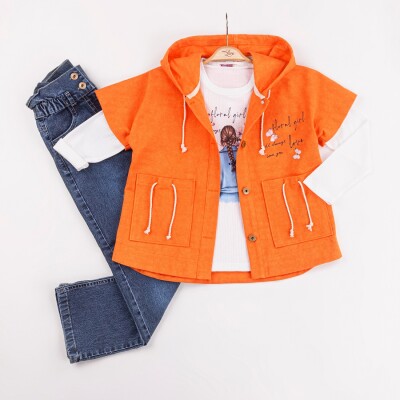 Wholesale Girls 3-Pieces Jacket, T-shirt and Pants Set 6-10Y Miss Lore 1055-5627 - 3