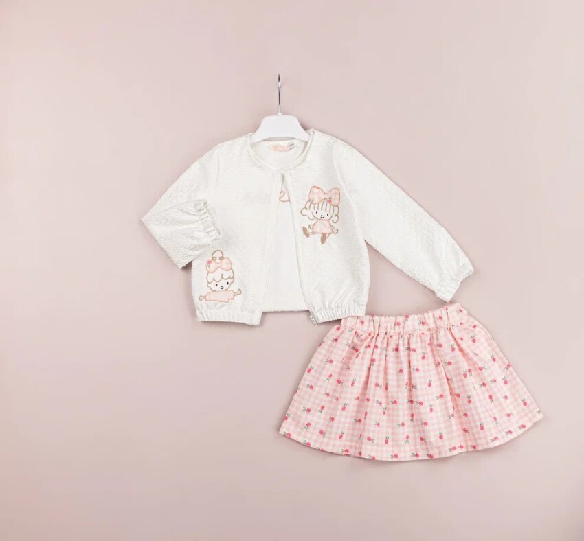 Wholesale Girls 3-Pieces Jacket, T-shirt and Skirt Set 1-4Y BabyRose 1002-4542 - 1