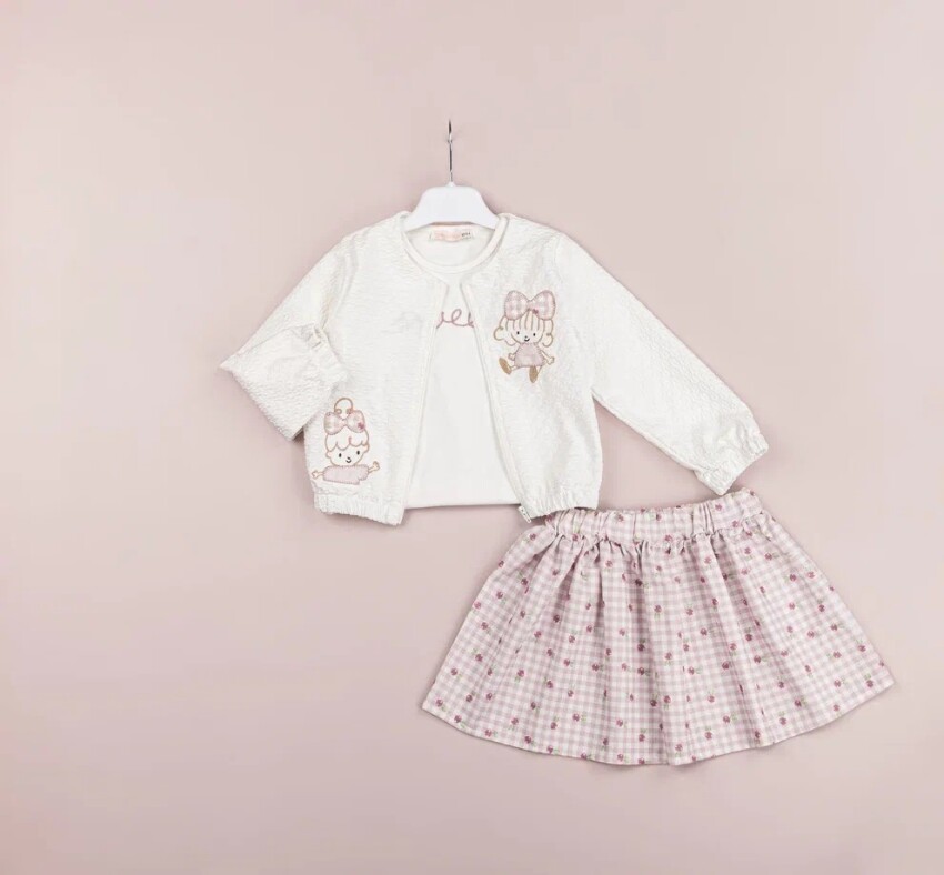 Wholesale Girls 3-Pieces Jacket, T-shirt and Skirt Set 1-4Y BabyRose 1002-4542 - 2