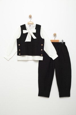 Wholesale Girls 3-Pieces Vest, Shirt and Pants Set 10-13Y Pafim 2041-Y24-4017 Чёрный 