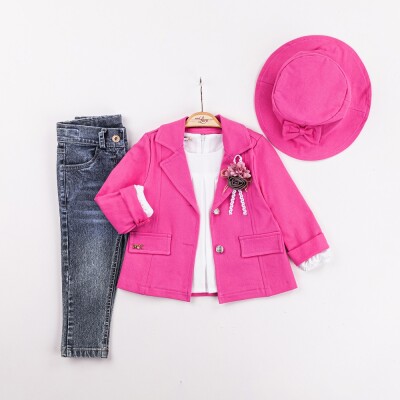 Wholesale Girls 4-Piece Jacket, Badi, Hat and Pants Set 2-6Y Miss Lore 1055-5608 Пурпурный 