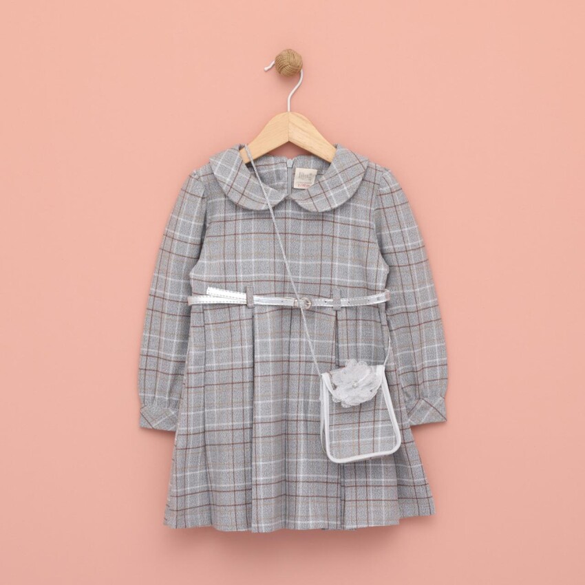 Wholesale Girl's Bag Belted Dress 2-5Y Lilax 1049-6571 - 3