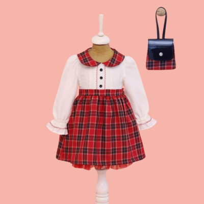 Wholesale Girl's Bag Dress 2-5Y Lilax 1049-6518 Красный