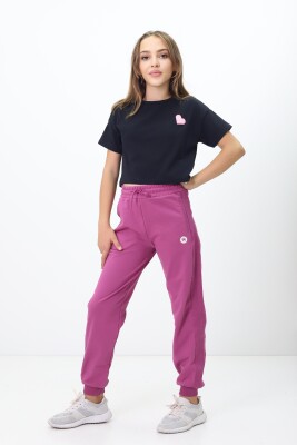 Wholesale Girls' Basic Sweatpants 11-14Y Nickel 2060-20110-3 Темно-фиолетовый