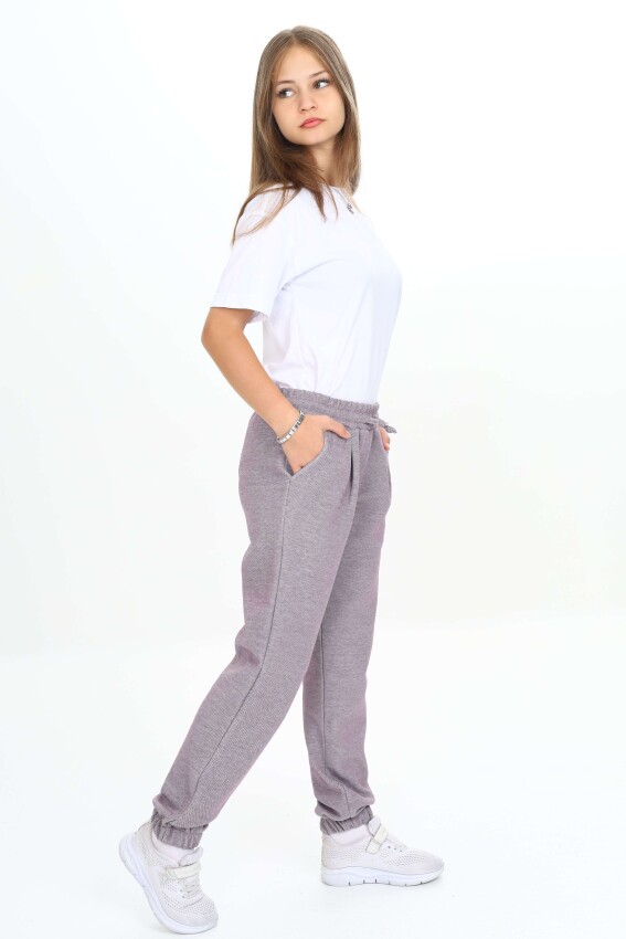 Wholesale Girls' Basic Sweatpants 7-10Y Nickel 2060-20093-2 - 4