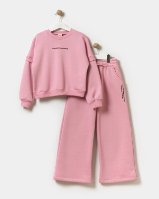 Wholesale Girl's Basic Tracksuit Set 10-13Y Miniloox 1054-24437 Пудра