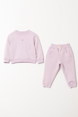 Wholesale Girl's Basic Tracksuit Set with Flower Detail 2-5Y Tuffy 1099-01064 - 5