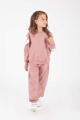 Wholesale Girl's Bat Sleeve Tracksuit Set 14-15Y Pafim 2041-K24-8025 Пудра