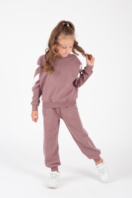 Wholesale Girl's Bat Sleeve Tracksuit Set 9-13Y Pafim 2041-K24-8024 Пыльная роза