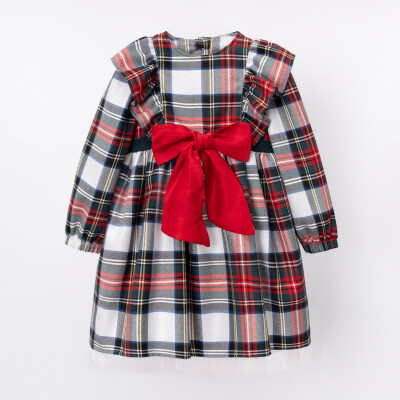 Wholesale Girl's Bow Detailed Dress 2-5Y Cumino 1014-CMN3559 - Cumino