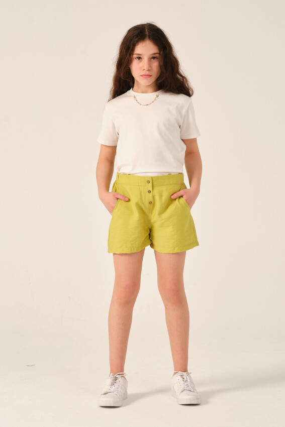 Wholesale Girls Button Detailed Shorts 8-15Y Jazziee 2051-241Z4ALM02 - 2