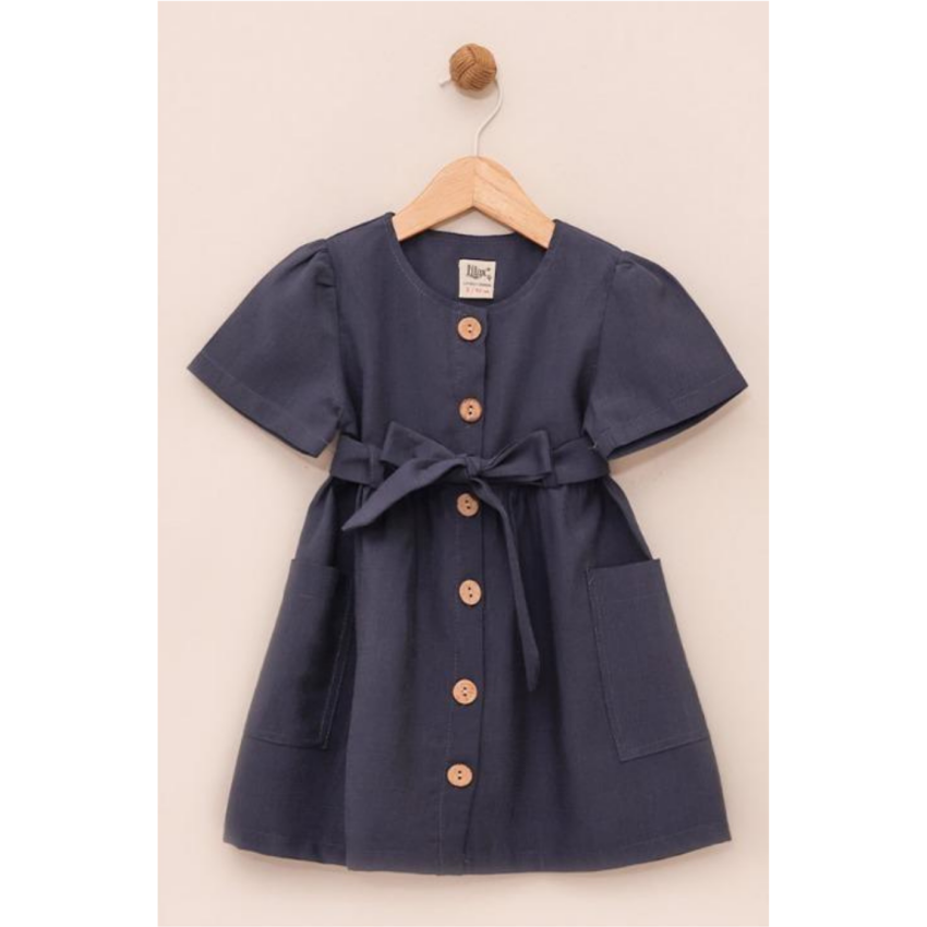 Wholesale Girl's Button Dress 2-5Y Lilax 1049-6703 - 2