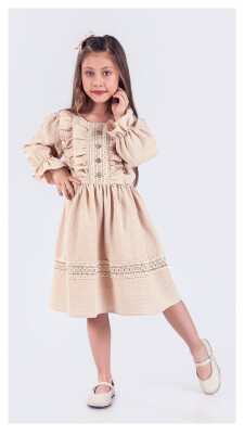 Wholesale Girls' Button Dress 6-9Y Tivido 1042-2609-1 - Tivido