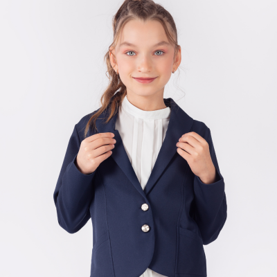 Wholesale Girls Buttoned Jacket 12-15Y Pafim 2041-Y23-3207 Темно-синий
