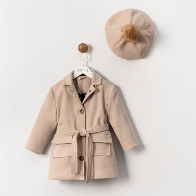 Wholesale Girl's Coat and Hat 2-5Y Cumino 1014-CMN3575 Бежевый 