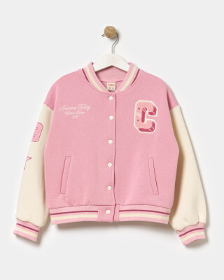 Wholesale Girls' College Jacket 5-8Y Miniloox 1054-24415 Пудра