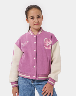 Wholesale Girls' College Jacket 5-8Y Miniloox 1054-24415 - Miniloox