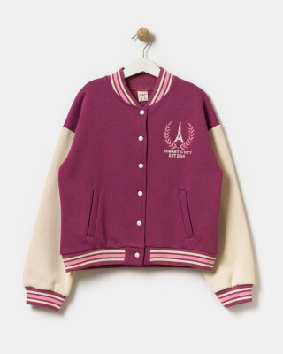 Wholesale Girls' College Jacket 9-12Y Miniloox 1054-24414 Тёмный - Темно-фиолетовый 