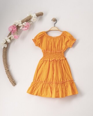 Wholesale Girls Cotton Dress 7-10Y Büşra Bebe 1016-23121 Оранжевый 