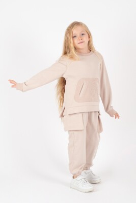 Wholesale Girl's Crew-Neck Tracksuit Set with Pockets 14-15Y Pafim 2041-K24-8014 - Pafim