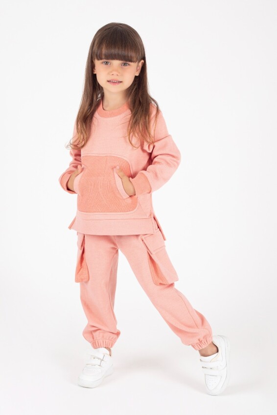 Wholesale Girl's Crew-Neck Tracksuit Set with Pockets 9-13Y Pafim 2041-K24-8013 - 1