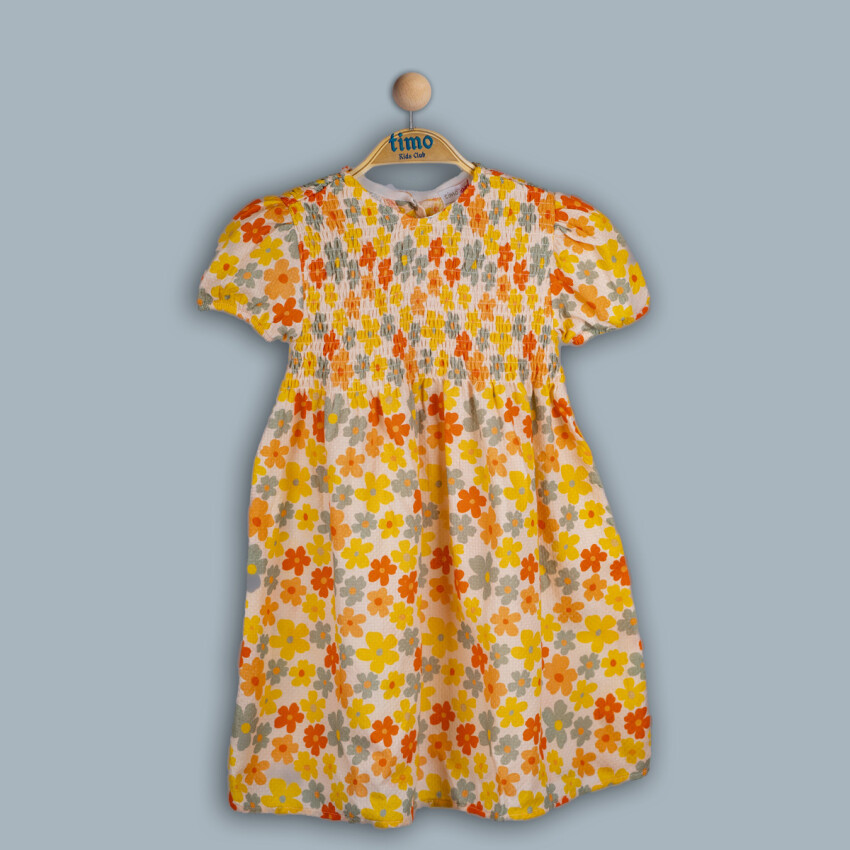 Wholesale Girls Daisy Patterned Dress 2-5Y Timo 1018-TK4DÜ202243532 - 1