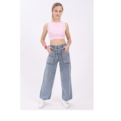 Wholesale Girls Denim Pants 7-14Y Flori 1067-22533 Дымчато-серый