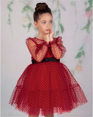 Wholesale Girls Dress 2-5 yaş Wizzy 2038-3416 Красный