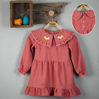 Wholesale Girls Dress 2-5Y Timo 1018-T3KDÜ044238152 Пыльная роза