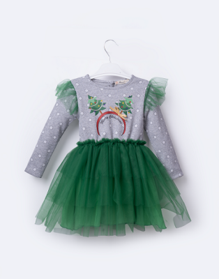 Wholesale Girls Dress 3-6Y Büşra Bebe 1016-23259 Зелёный 