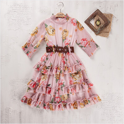 Wholesale Girls Dress 5-8Y Elayza 2023-2311 Лососевый цвет
