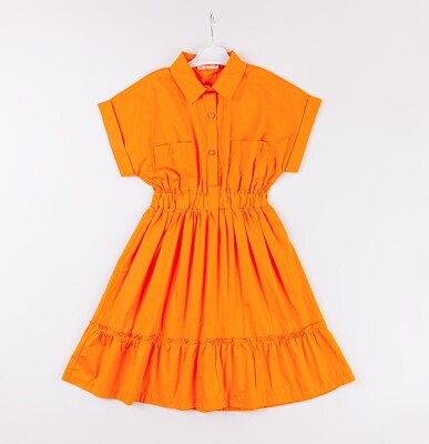 Wholesale Girls Dress 7-10Y Büşra Bebe 1016-24121 Оранжевый 