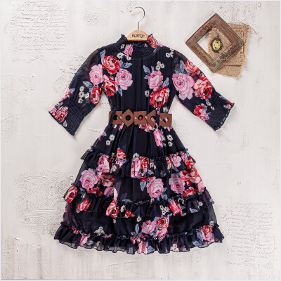 Wholesale Girls Dress 9-12Y Elayza 2023-2312 Темно-синий