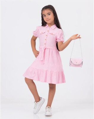 Wholesale Girls Dress And Bag Set 10-13Y Wizzy 2038-3497 Розовый 