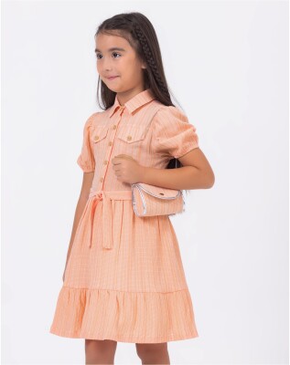 Wholesale Girls Dress And Bag Set 10-13Y Wizzy 2038-3497 Орандево-розовый 