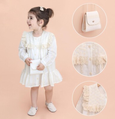 Wholesale Girls Dress with Bag 2-5Y Lilax 1049-6488 - 1