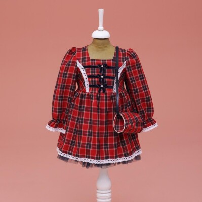 Wholesale Girls Dress with Bag 2-5Y Lilax 1049-6516 - 1