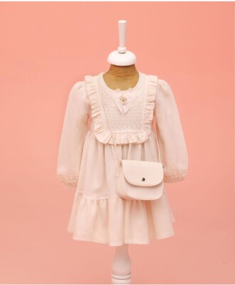 Wholesale Girl's Dress with Bag 2-5Y Lilax 1049-6600 - 1