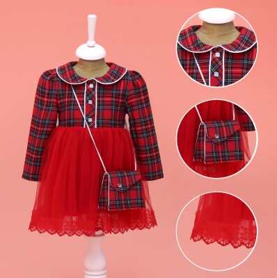 Wholesale Girl's Dress with Bag 2-5Y Lilax 1049-6622 - Lilax